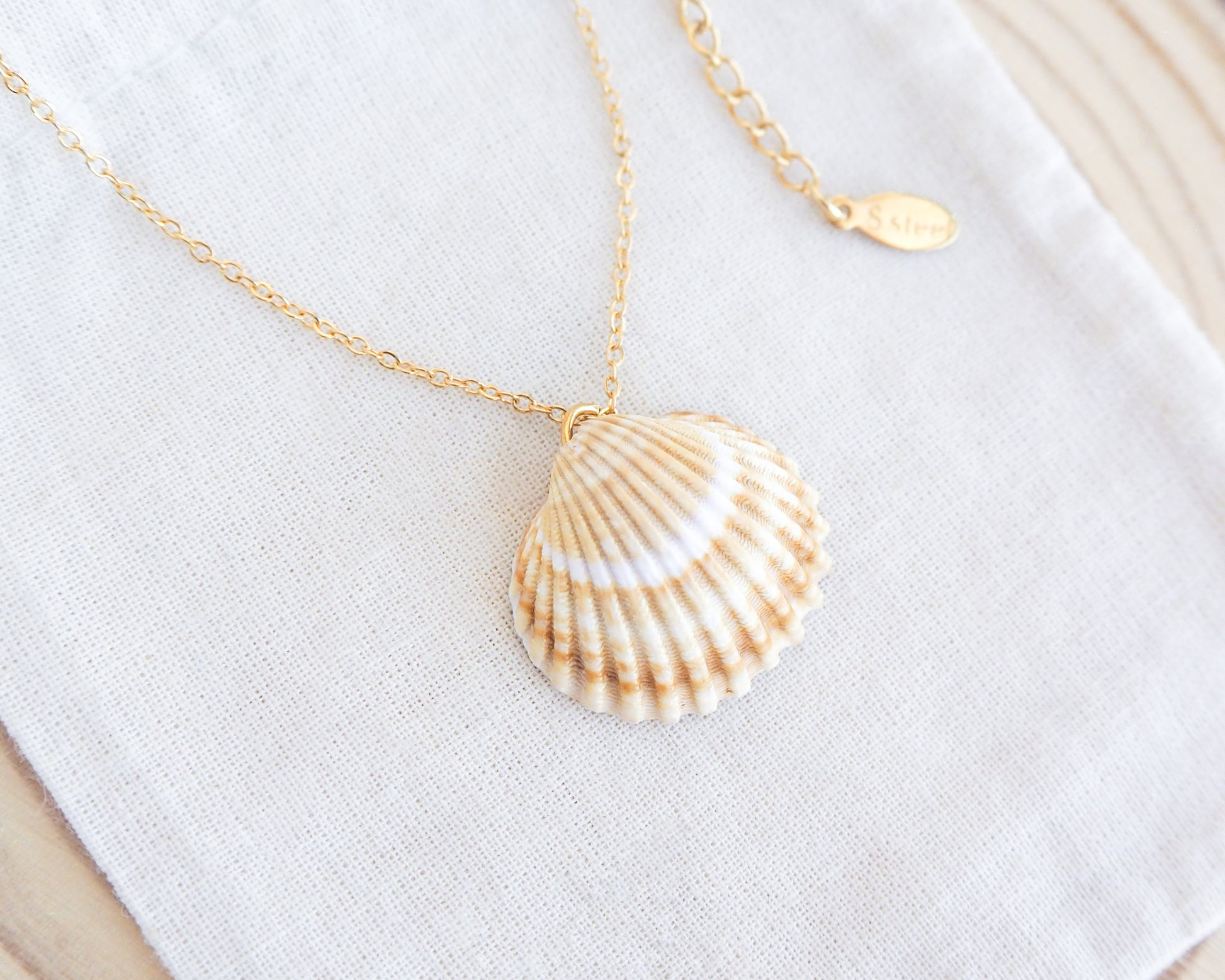 Mediterranean Cockle Shell Gold Necklace from Portugal 