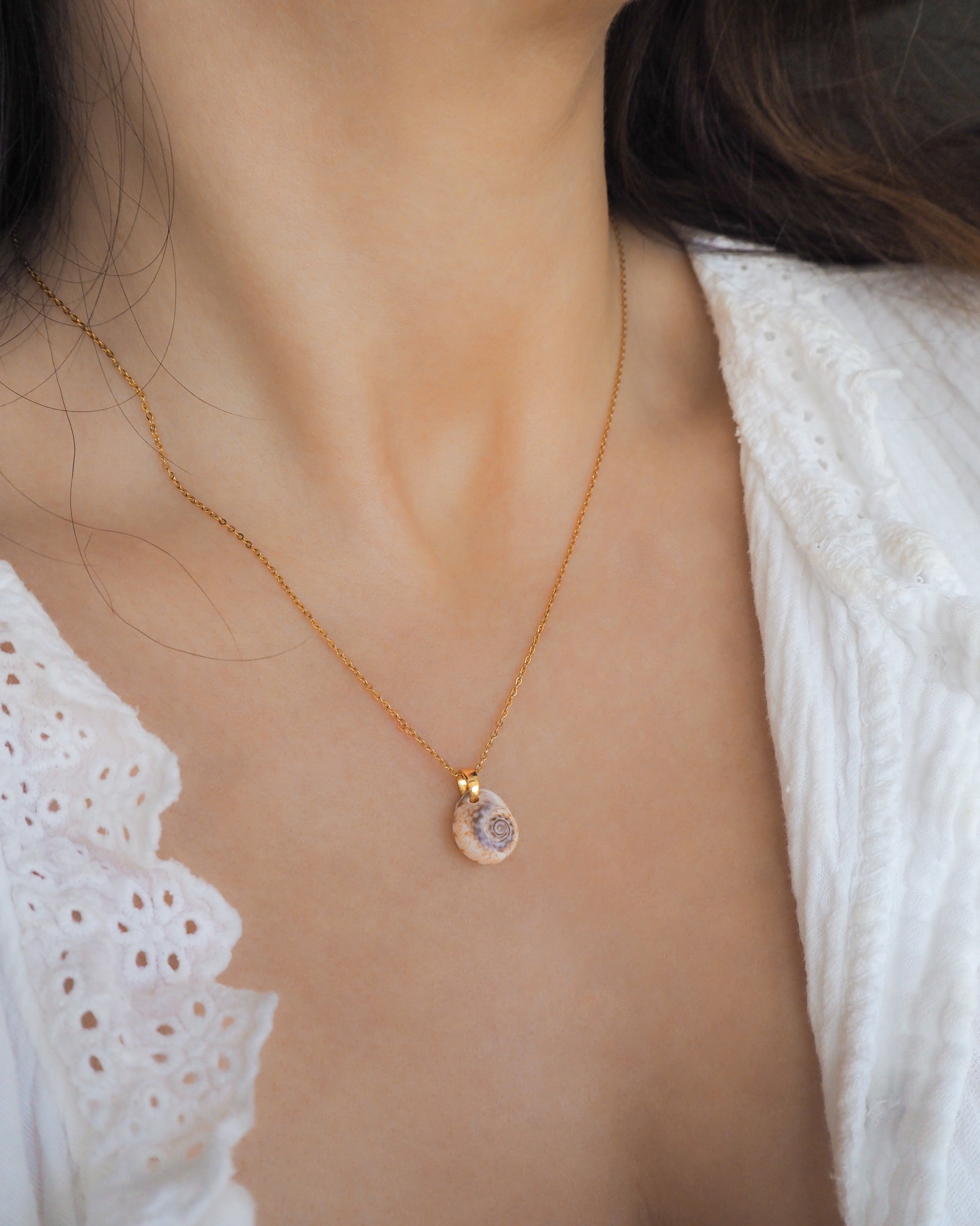 Gold Tritia Neritea Shell on model 