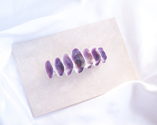 Purple Coquina Shells Hair Clip Barrette on stone displayed, Purple Shells from Portugal, Handpicked Real Coquina Shells, SeaShell Hair Decoration, Seashell Wedding Hair Assocciares, Coastal Christmas gift, Beach Wedding Hair