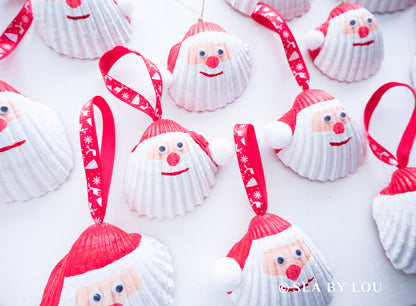 Coastal Santa Seashell Christmas Bauble Ornament