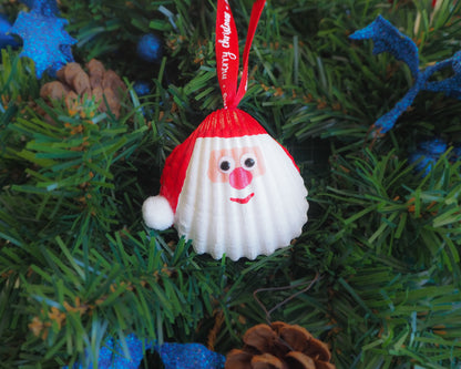 Coastal Santa Seashell Christmas Bauble Ornament