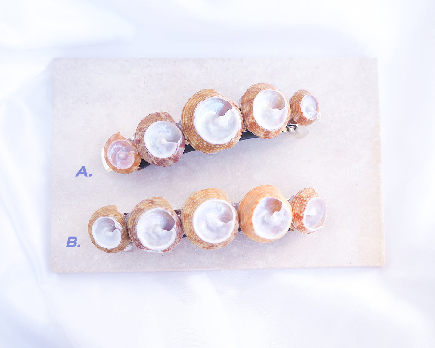 SEASHELL HAIR CLIP ~ Pearly Top Shells