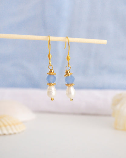 Ocean Serenity Pearl Earrings ~ Gold