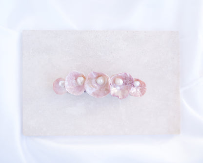 Mini Jingle Shell Pearl Hair clip II on displayed. Pearly shell Hair Clip Barrette made with pink fuchsia jingle shells from Portugal., Boho Seashell Beach Clip from Portugal, Handpicked Real Shells, Seashell Hair Decoration, Bohemian Seashell Wedding Hair Assocciares, Coastal Christmas gift, Beach Wedding Hair