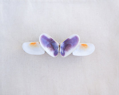 SEASHELL HAIR CLIP ~ Purple Butterfly Coquina Shells ~ Large
