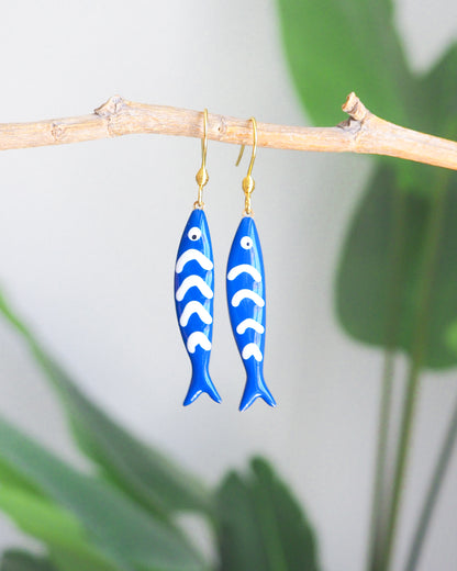 SARDINE FISH EARRINGS ~ Blue or Turquoise