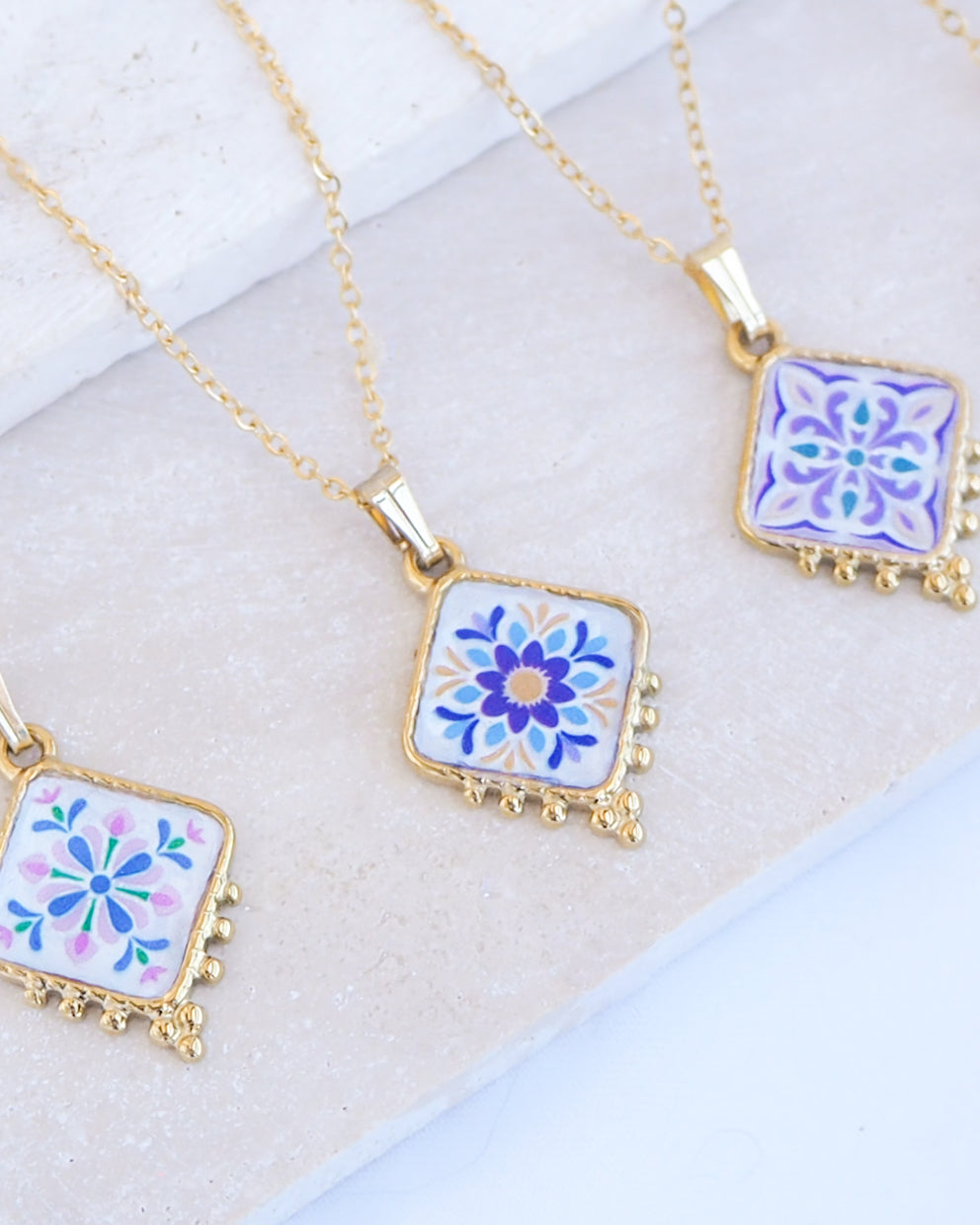 PORTUGUESE TILE NECKLACE - Floral Garden