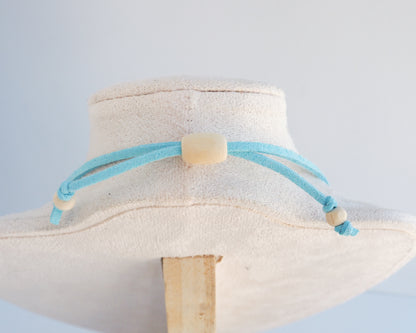 BIG LIMPET SHELL NECKLACE ~ Blue Suede Cord