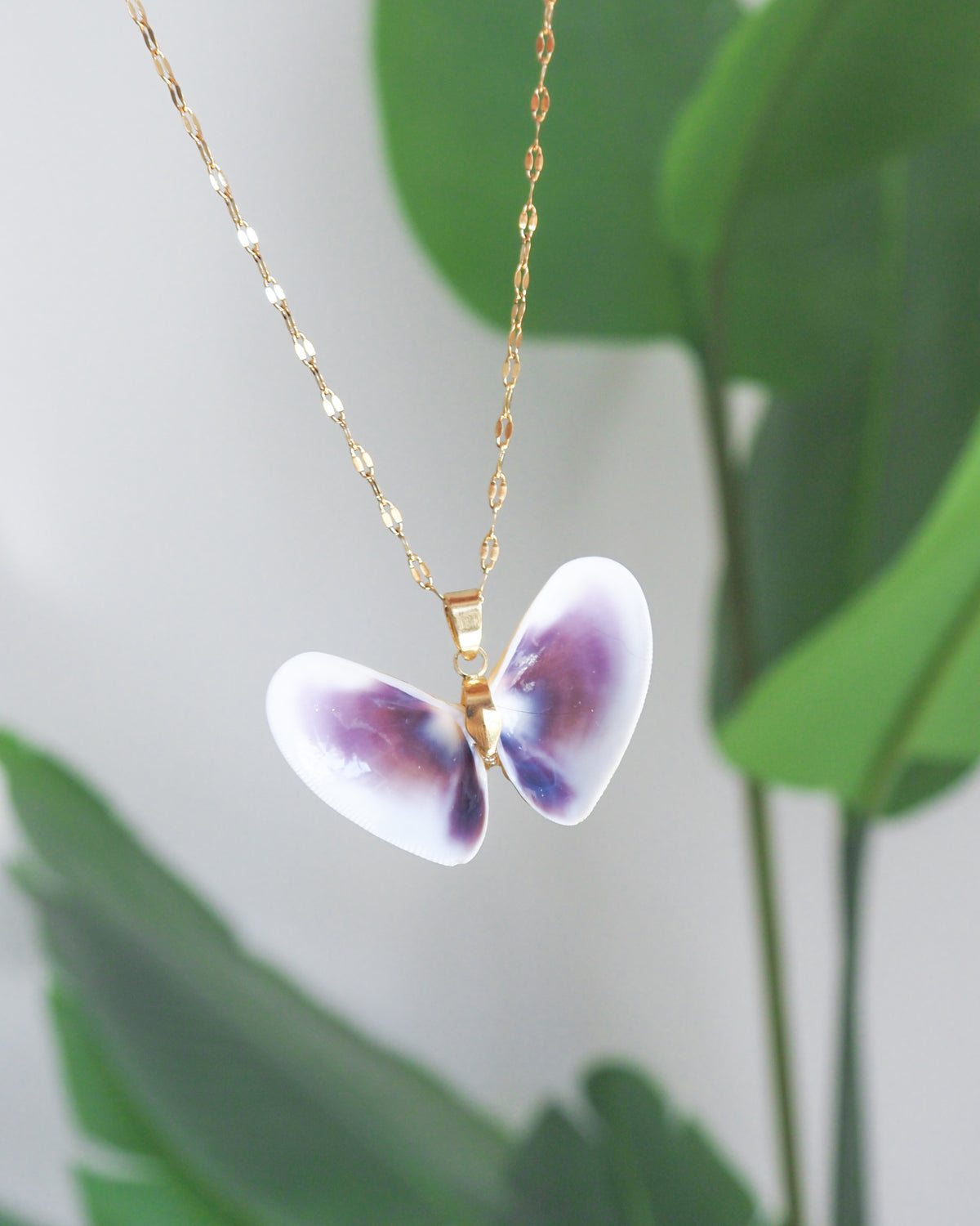 SEASHELL NECKLACE ~ Gold Butterfly Shell XIII Deluxe