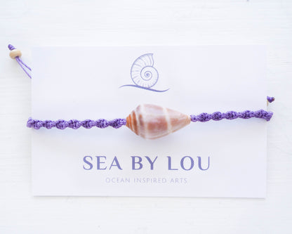 COASTAL ELEGANCE CONE SHELL BRACELET ~ Purple