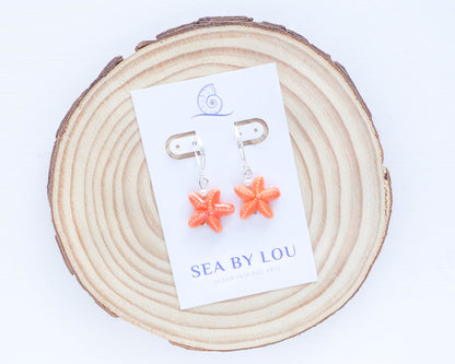 SEA STAR CERAMIC EARRINGS ~ Laranja