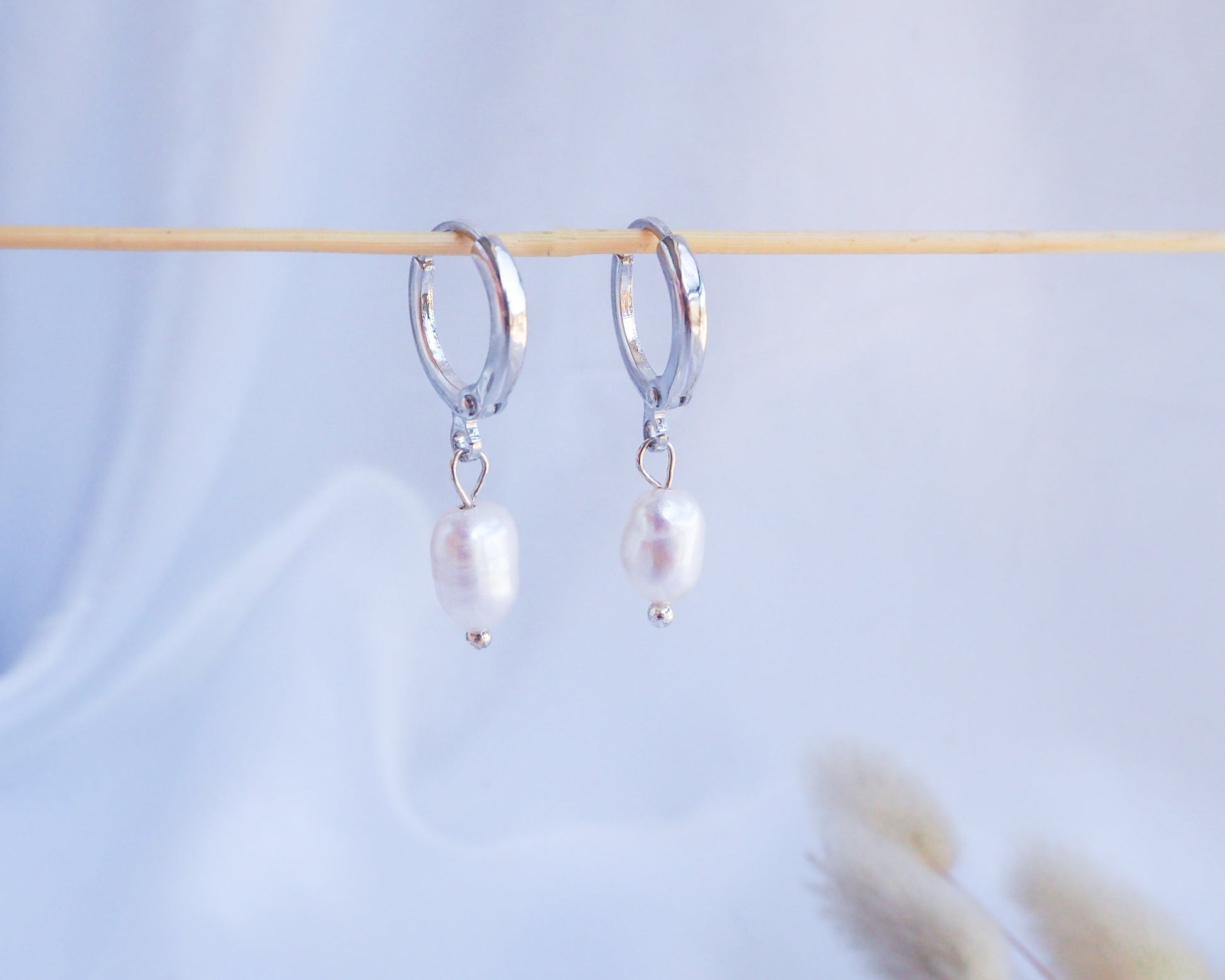 Ivory Pearl 925 Silver earrings, coastal wedding jewelry