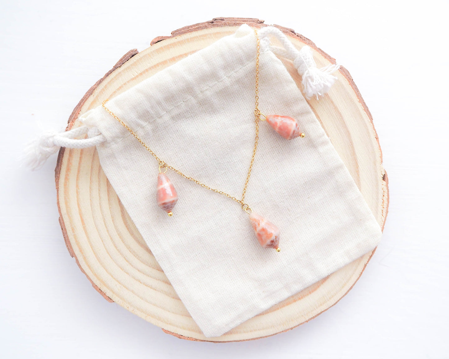 SEASHELL NECKLACE ~ Gold Triple Tiny Mediterranean Cone Shell