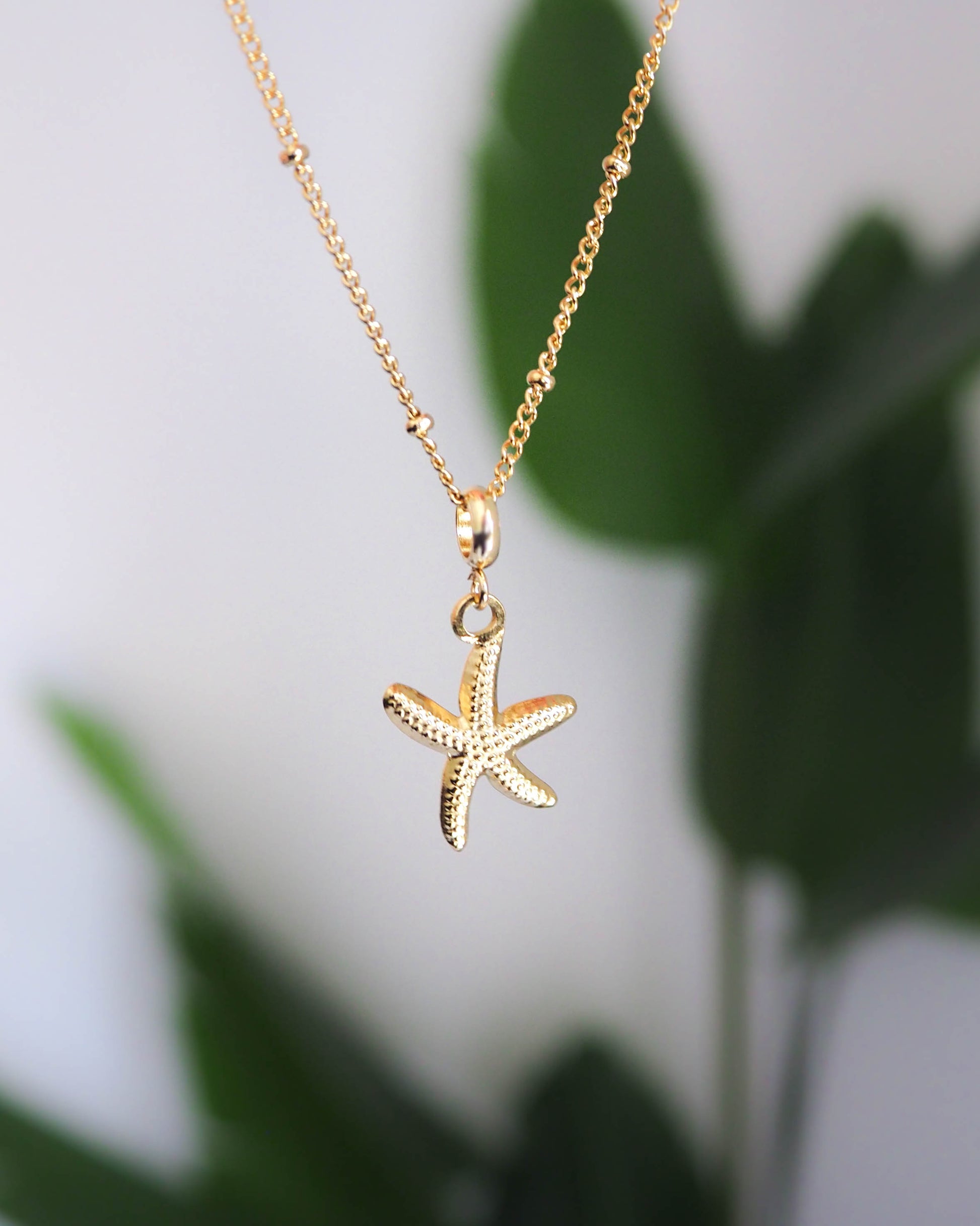 Starfish Sea Star Necklace, Seabylou, Hypoallergenic Stainless Steel Bead Chain, Ocean inspired beach girl jewellery