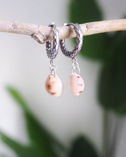 Silver Boho Cowrie Shell Earrings – Seaside Chic Jewellery, Sea by Lou, Ocean Inspired Jewelry
