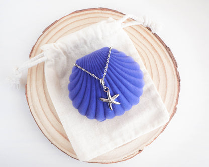 Starfish Sea Star Silver Necklace – Stainless Steel Coastal Jewelry, Hypoallergenic Elegance for Beach Girls, Sea by Lou, Cuba dots necklace chain,