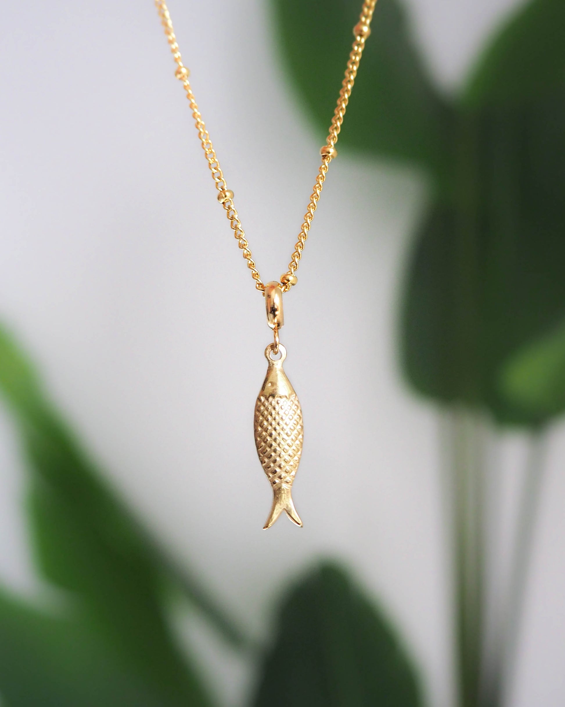 Gold Sardine Necklace from Portugal Algarve - Ocean-Inspired Jewelry, Sea by Lou, Seabylou