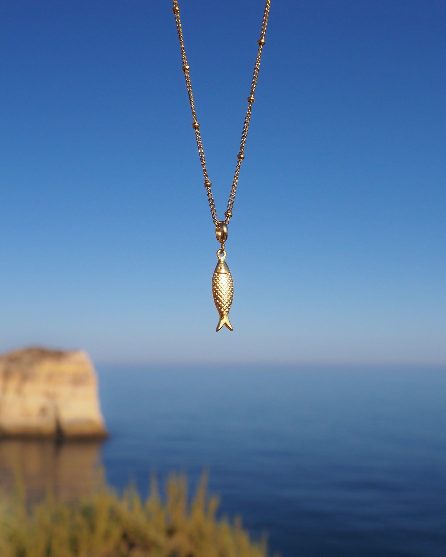 SARDINE FISH NECKLACE ~ Gold