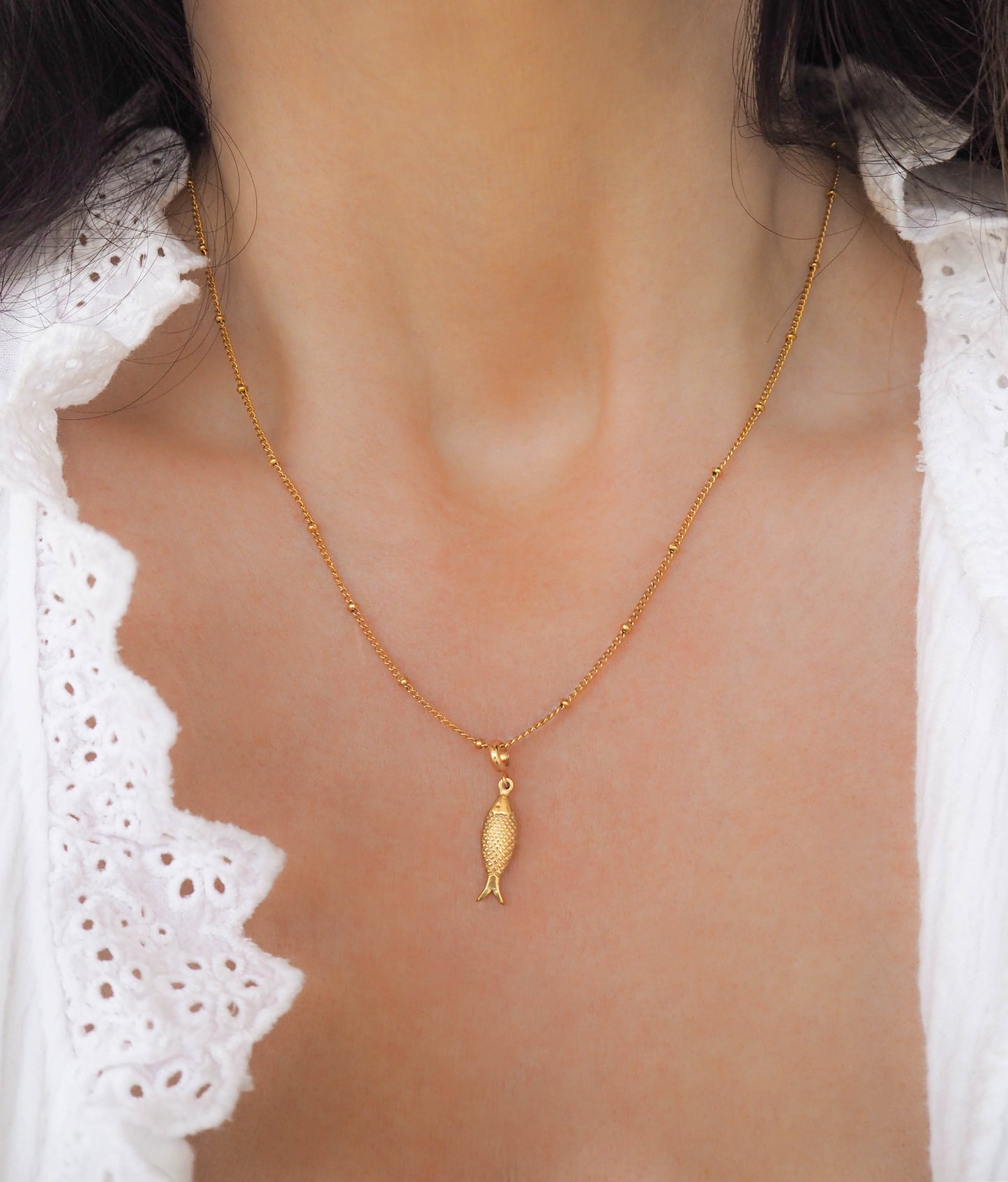 SARDINE FISH NECKLACE ~ Silver