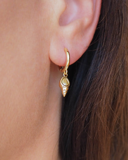 Gold Shell Earrings - 925 Sterling Silver - Conch Shell Gold Plated - Sea by Lou jewelry - Coastal Style