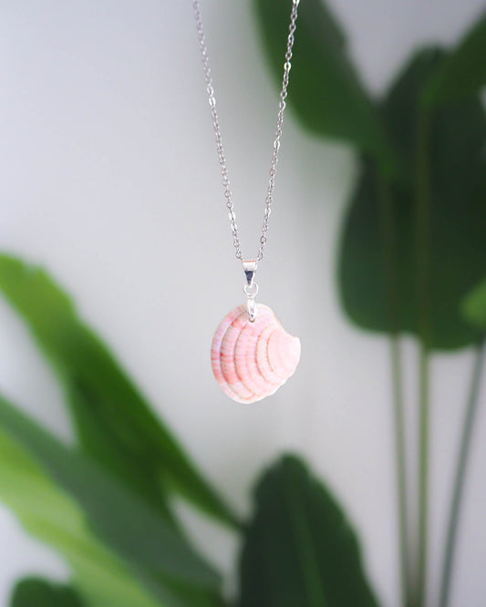 Pink Shell Silver Necklace, Shell from Portugal, Sea by Lou jewellery, 