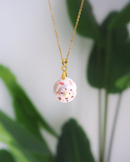 White Pink Topshell Necklace, Magus Topshell, Tulban Topshell, Cupcake Shell, Algarve Portugal