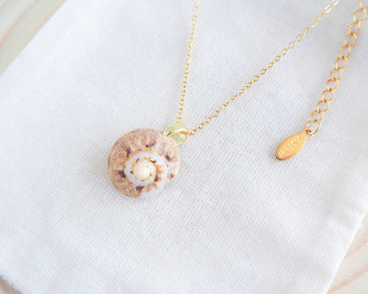 Gold Necklace with Turban TopShell from Portugal, Seabylou, Coastal jewellery, Necklace with real shell