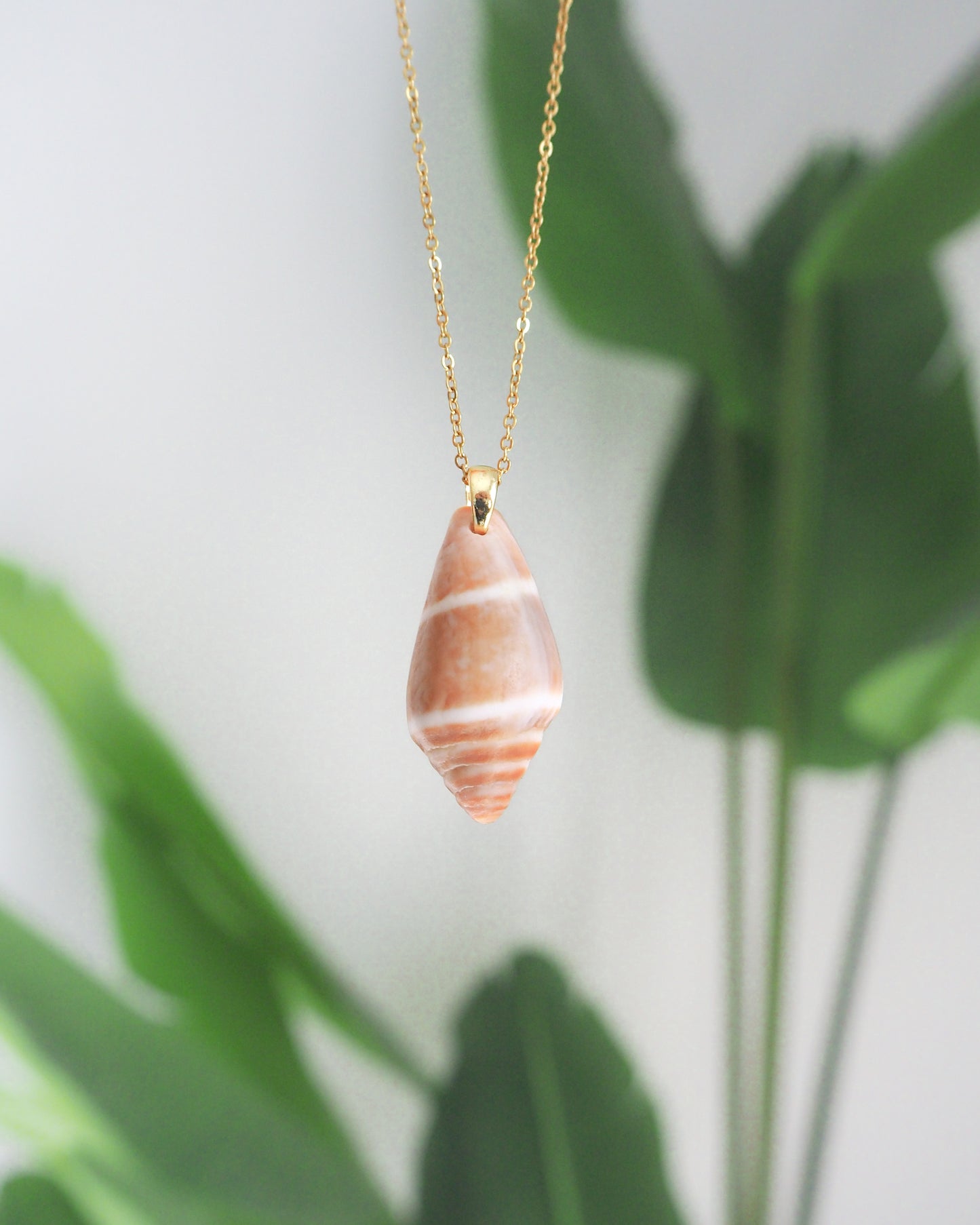 Cone Shell Gold Necklace Stainless Steel, Ocean Inspired Jewelry, Coastal Style