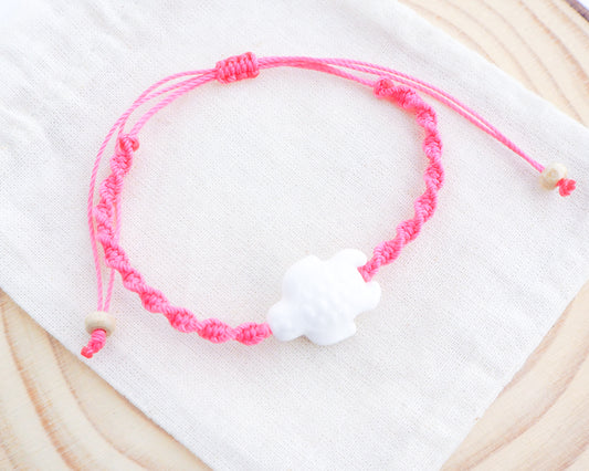 Ceramic Turtle Bracelet ~ Fuchsia Pink White