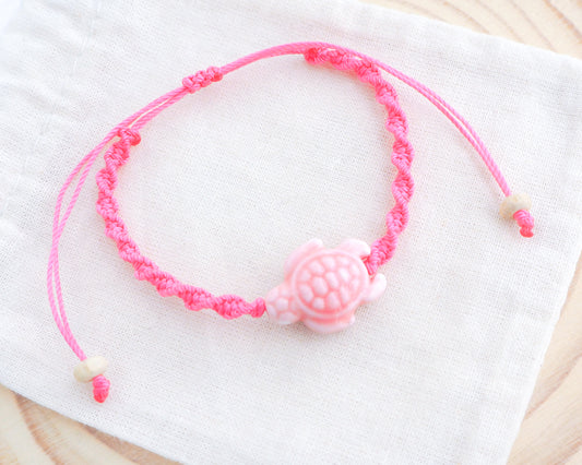 Ceramic Turtle Bracelet ~ Fuchsia Pink