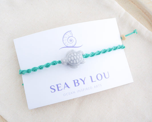 Ceramic Turtle Bracelet ~ Turquoise Grey