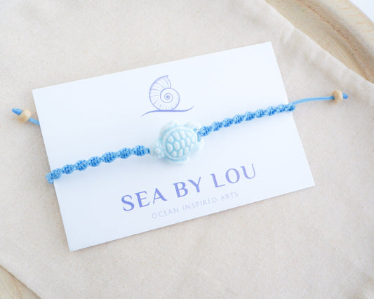 Ceramic Turtle Bracelet ~ Blue II