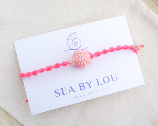 Ceramic Turtle Bracelet ~ Fuchsia Pink