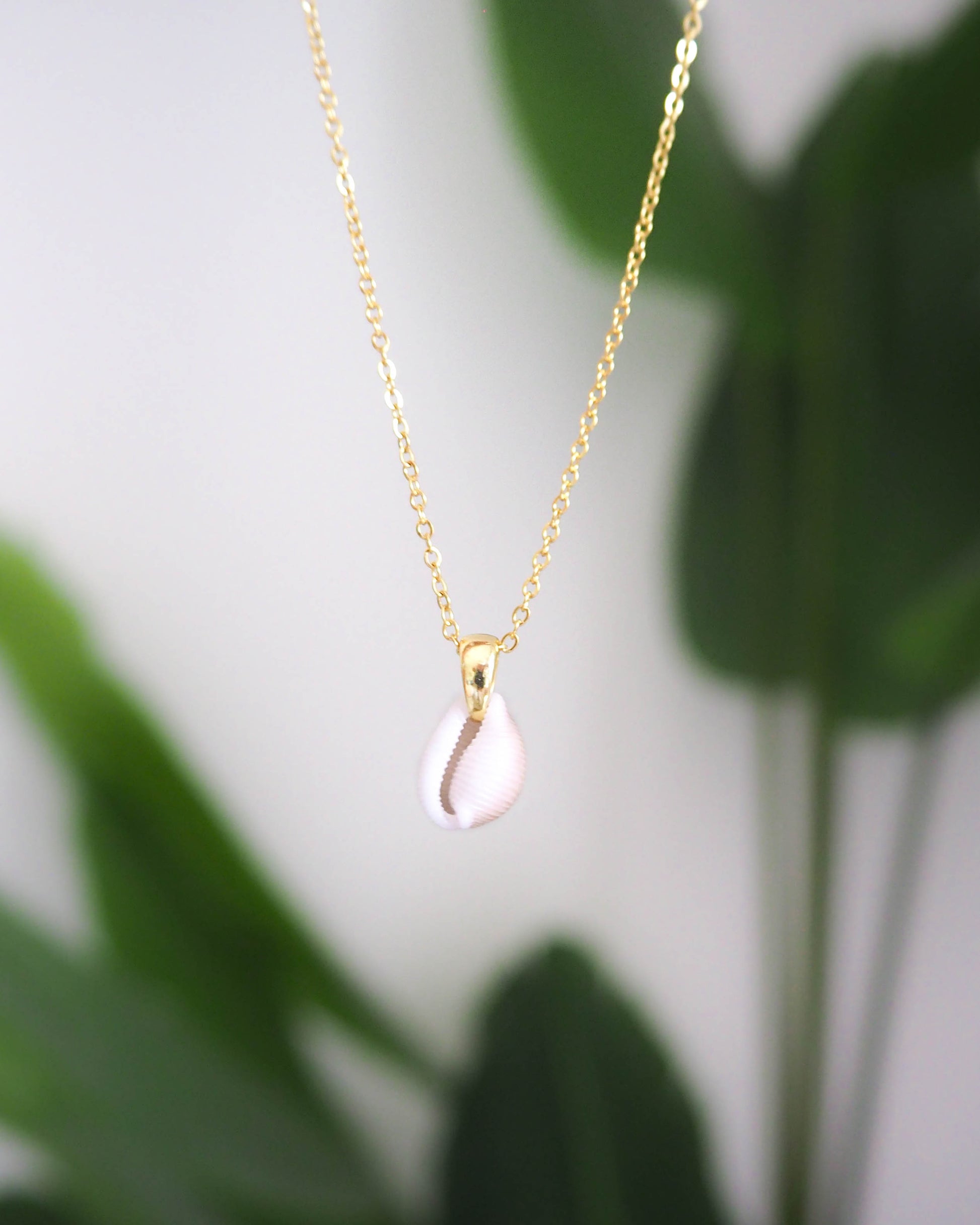 Cowrie Shell Gold Necklace, Real Shell from Portugal, Surfers Necklace, Beach Girl Style