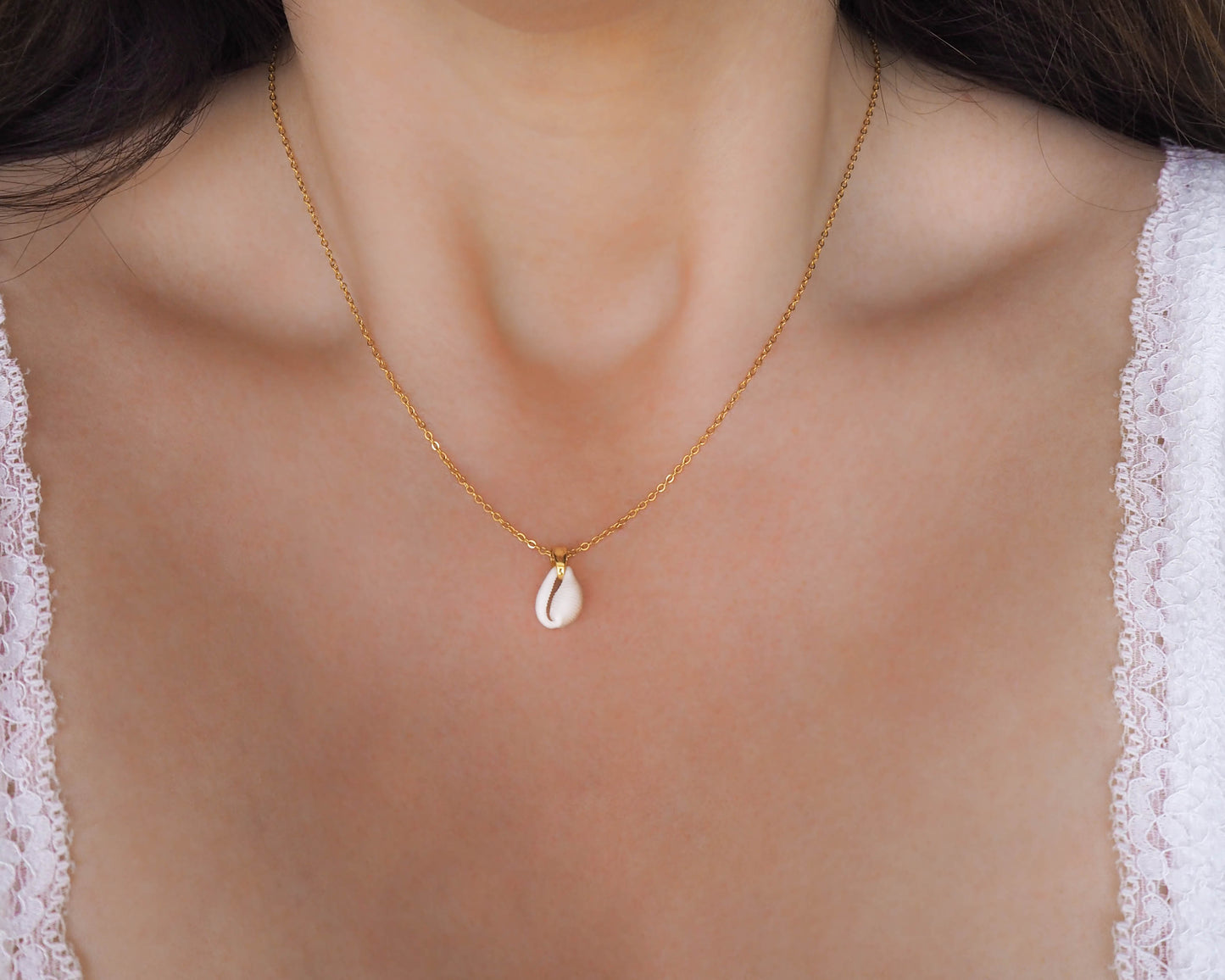 SEASHELL NECKLACE ~ Gold Cowrie Shell