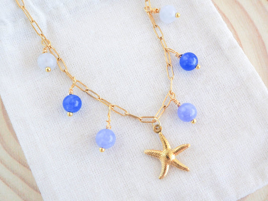 Gold Starfish Charm Ankle Bracelet, Stainless Steel Bracelet, Coastal Summer Jewelry, Beach Girl Gift, Gold Sea Star Ankle bracelet, Sea by lou