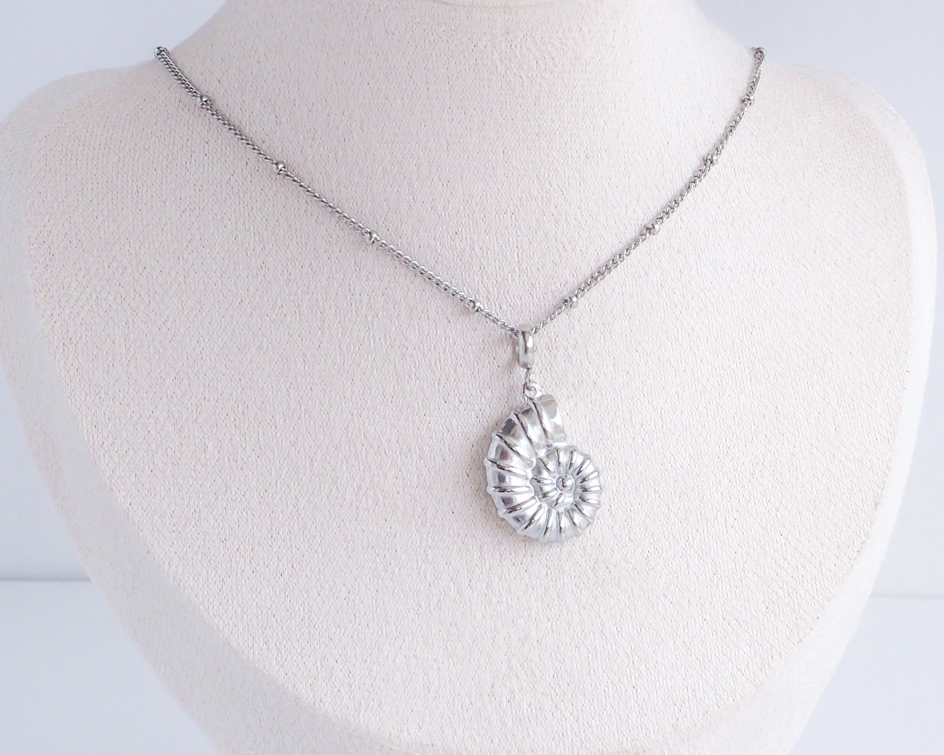 Silver Nautilus Seashell Necklace, Seabylou pendant 
