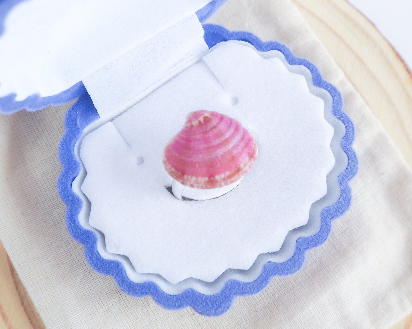 SEASHELL RING ~ Mini Purple Raspberry Venus Shell