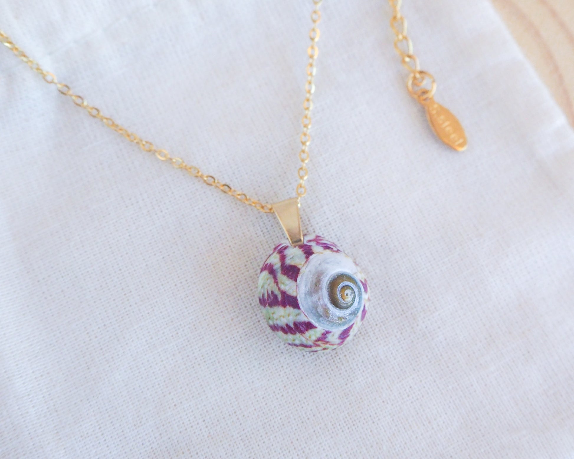Purple Topshell Gold Necklace from Portugal side view