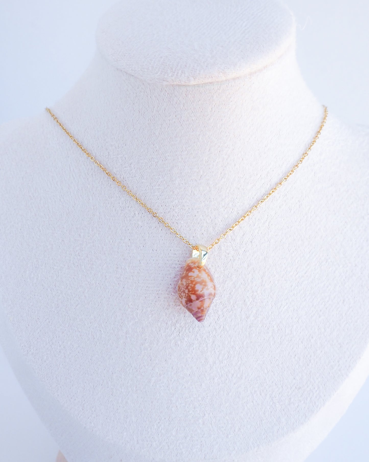 Tiny Dove Shell Gold Necklace close up