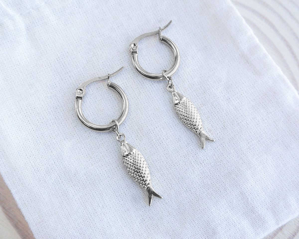 SARDINE FISH EARRINGS ~ Silver