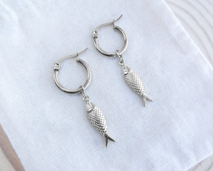 SARDINE FISH EARRINGS ~ Silver