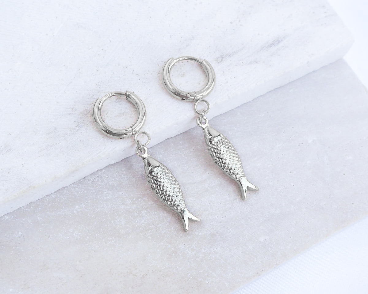 SARDINE FISH EARRINGS ~ Silver