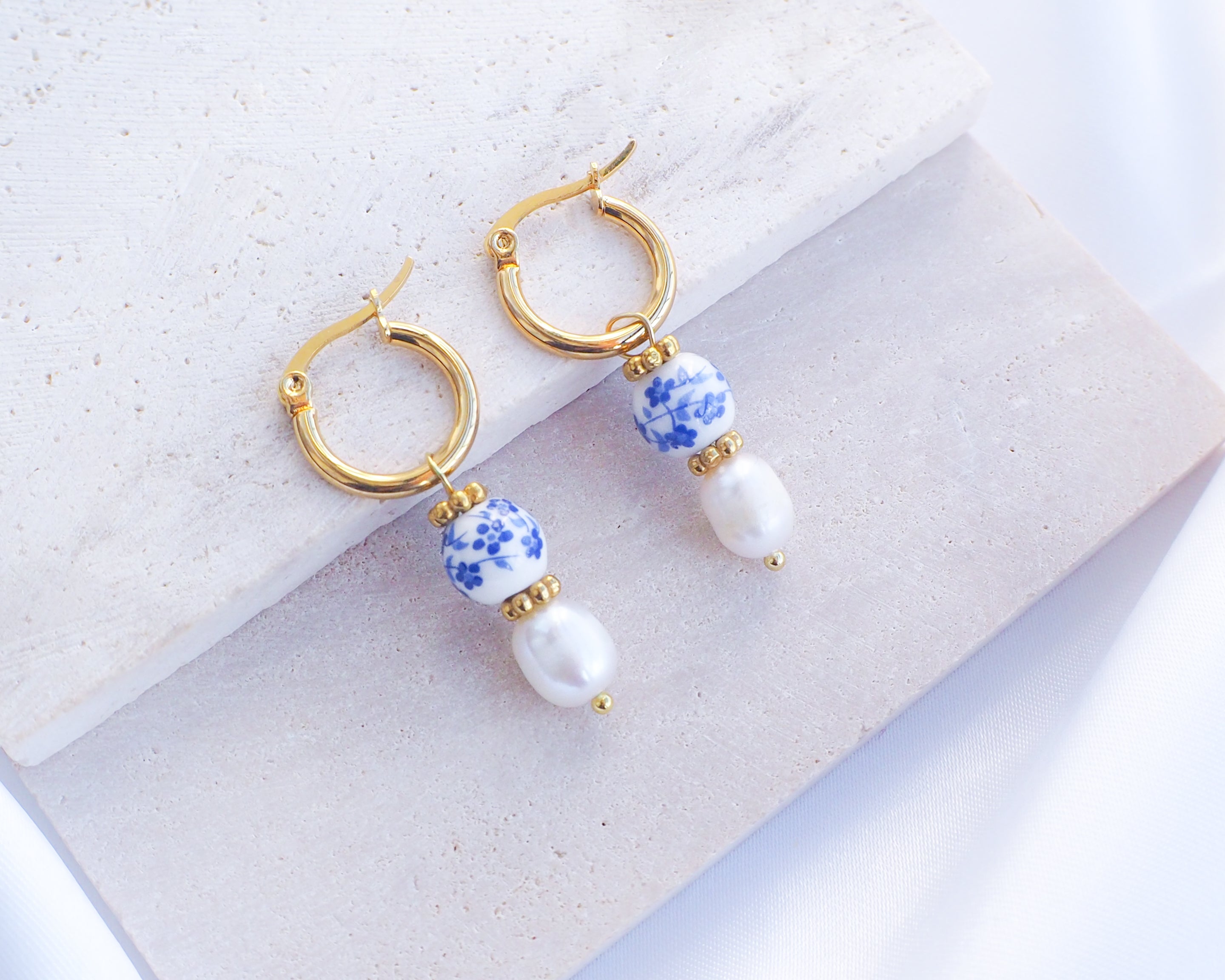 Portuguese Azulejo Pearl Drop Earrings ~ Sea by Lou – Seabylou