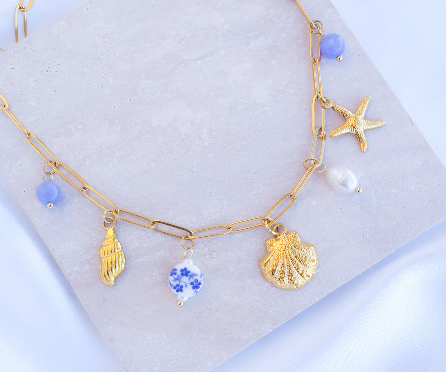 OCEANIC CHARM NECKLACE - Azulejo Pearl Gemstones