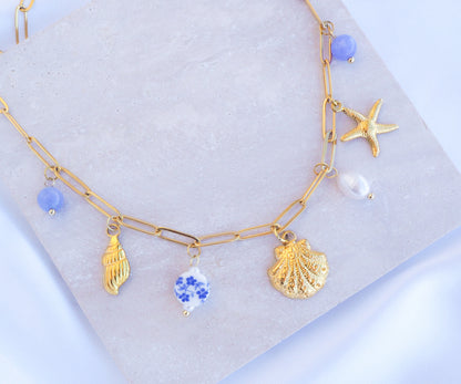 OCEANIC CHARM NECKLACE - Azulejo Pearl Gemstones