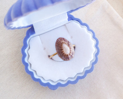 SEASHELL RING ~ Dark Limpet Shell Gold