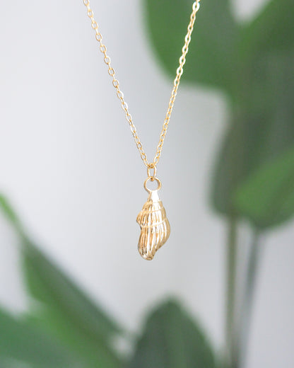 Necklace with Conch Shell Pendant Gold Stainless Steel