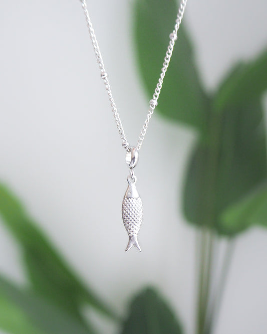 Silver Sardine Necklace from Portugal Algarve - Ocean-Inspired Jewelry, Sea by Lou, Seabylou