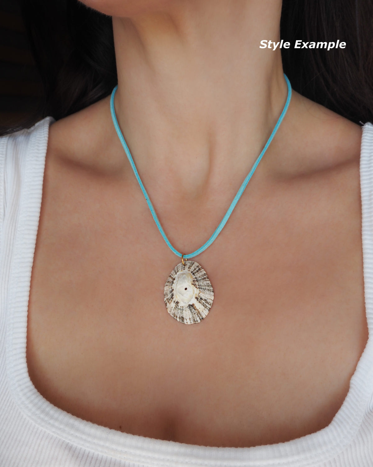 BIG LIMPET SHELL NECKLACE ~ Orange Suede Cord
